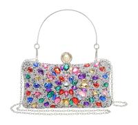 QUARKZMAN Soirée Sacs pour Femmes avec 2 Chaîne Sangles Argent Coloré | Pochette Sac à main, Sacs à main pour Mariage Fête Soirée Fin Semaine, Brillant Cristal Strass