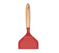 QUARKZMAN Spatule Tamagoyaki Silicone Rouge | Antiadhésif, résistant à la chaleur, grande spatule à omelette, pour cuire œufs, crêpes, pizza, steak, avec manche en bois