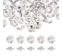 QUARKZMAN Strass Pointus À Dos, 50 Pcs 8mm Strass Rond En Verre Cristal Facetté gemme Pour Arts Des Ongles, Création De Bijoux, Étui De Téléphone, Décoration De Vêtement (Blanc)