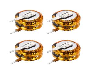 QUARKZMAN Super Capacitor, 5.5V 0.33F Capacitor Bouton Type V, Haute force Faible Resistance Haute Uniformite pour Jouets Electroniques Moteur AC Ecran Intelligent (Doré, Lot de 4)