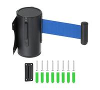 QUARKZMAN Support Mur Fixe Barrière Rétractable À Ceinture | Ceinture Bleue Avec Boîtier ABS Noir, 16.4 ft Ceinture Contrôle Foule Rétractable Pour Queue Magasin Détail Stade