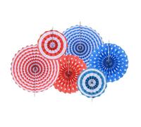 QUARKZMAN Suspendu Papier Eventails Ensemble Rond Papier Guirlandes Environnement Fête Anniversaire Graduation Noël Vacances Mariage Environnement Bleu Polka Point（6pcs）