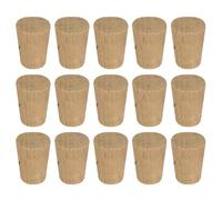 QUARKZMAN Tapered Cork, 11.1x8.3x15.9mm Natural Wooden Leakproof Soft Cork Stoppers Pour Wine Beer Bottle Crafts Corks Plug Replacement Laboratory Supplies, Dark Wood Color, Pack Of 15