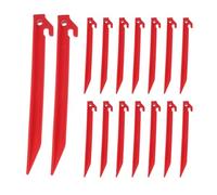 QUARKZMAN Tente Piquets Plastique 22.5cm/8.8 Pouce Léger Terre Piquets avec Crochet pour Extérieur Plage Camping Canopée Bâche, Rouge 16Pcs