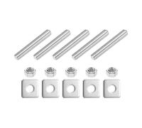 QUARKZMAN Tige Filetée Complète 3/8"-16 UNC, 5 Pcs Acier Inoxydable 304 Vis Filetée Longue 60mm/2.4" Longueur Filetage À Droite Avec Rondelles Carrées Pour Assemblage Fixation Meubles
