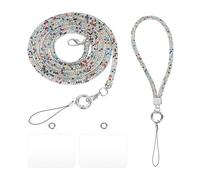 QUARKZMAN Tour de Cou, 2 Tailles Sangle de Téléphone en Cristal Bling Sangle d'Épaule pour Sac de Téléphone Sangle de Sac à Main Chaîne de Téléphone Universelle (Multicolore, 27,6" / 9,6")