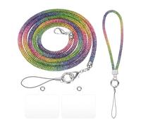 QUARKZMAN Tour de Cou, 2 Tailles, Tour de Cou en Cristal, Sangle Scintillante pour Sac de Téléphone, Universelle, Sac à Main, Portefeuille (Multicolore, 27,6" / 9,6")