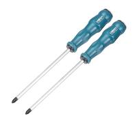 QUARKZMAN Tournevis Phillips PH2x150mm 2pièces Acier CR-V Magnétique | Traversant, Tête cruciforme, avec poignée rembourrée et embout de frappe, pour réparation industrielle et automobile