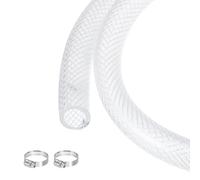 QUARKZMAN Tresse Tuyau PVC Vinyle Transparent 12.7mm x 15.9mm 50ft Tube PVC Tuyau Haute Pression Pour Utilisation Industrielle, Pompe, 1/2" ID 5/8" OD, Avec Colliers