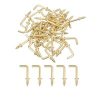 QUARKZMAN Tricots À Angle Droit 1/2" Doré 50 Pièces | Tricots À Vis En Forme De L, Tricots À Visser, Tricots À Vis Métalliques À Angle Droit En 7 Formes, Pour Suspendre