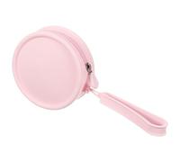 QUARKZMAN Trousse de Maquillage en Silicone, Pochette cosmétique Ronde de 5 Pouces imperméable Organisateur de Toilette de Voyage pour Femmes (Taille Moyenne, Rose)
