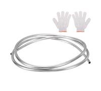 QUARKZMAN TUBE ENROULÉ EN ACIER INOXYDABLE, 3/8" OD X 6.56 FT TUBE INDUSTRIEL EN ACIER INOXYDABLE 304 SOUDÉ AVEC GANTS, TON ARGENTÉ 0.04" D'ÉPAISSEUR