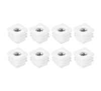 QUARKZMAN Tubes Carrés, 8 Pièces 20 x 20mm - Embout de Chaise en PP avec Filetage M8, Insert Fileté pour Pieds de Meubles, Bouchons d'Extrémité de Tuyau de Chaise Réglables (Blanc)