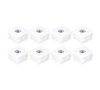 QUARKZMAN Tubes Carrés, 8 Pièces 25 x 25mm - Embouts de Chaise en PP avec Filetage M8, Insert Fileté pour Pieds de Meubles, Bouchons d'Extrémité de Tuyau de Chaise Réglables (Blanc)
