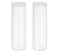 QUARKZMAN Tubes De Stockage En Plastique Transparent, 2 15/16" x 10"(75x250mm) Tubes De Stockage Ronds Rigides Transparents En Polycarbonate Avec Couvercle Noir, 2 Pièces