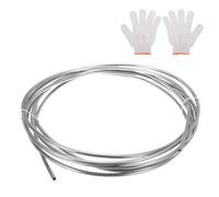 QUARKZMAN Tuyau En Acier Inoxydable En Bobine, 3/16" OD x 16.4 Ft Tuyau Industriel 316 En Acier Inoxydable Soudé Avec Gants, Ton Argenté 0.02" D'Épaisseur