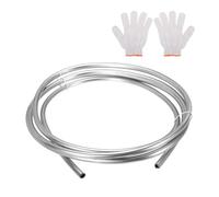 QUARKZMAN Tuyau En Acier Inoxydable En Bobine, 3/8" OD x 9.84 Ft Industriel 304 Tuyau En Acier Inoxydable Soudé Avec Gants, Ton Argenté 0.04" Épaisseur