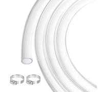 QUARKZMAN Tuyau En PVC Transparent 14.3 mm x 19mm 10ft Tube En Plastique PVC Flexible Pour Tuyauterie Industrielle, Aquariums, Pompe, 9/16" DI 3/4" DE, Avec 2pcs Colliers