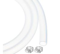 QUARKZMAN Tuyau En Silicone Transparent 13ft 10mm x 13 mm Tube En Plastique Flexible Pour Air Pour Brassage, Fabrication De bordeaux, Pompe À Siphon, 3/8" ID 1/2" OD, Avec 2pcs Colliers
