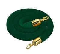 QUARKZMAN Velvet Stanchion Rope 5 Ft/1.5 M, Barrier Rope Velvet Carpet Ropes With Snap Hooks For Posts Stands Queue Divider Crowd Control, Green Golden