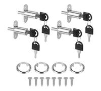 QUARKZMAN Verrou À Plongeur Avec Clés & Vis & Bague De Verrouillage Diamètre Du Cylindre 3/4", Clés Identiques Longueur Du Cylindre 1-1/4" Pour Window Barn Drawer Cabinet (Lot De 4, Argenté)