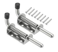 QUARKZMAN Verrou À Ressort 4.72 x 1.18 Pouces Verrou À Ressort Pour Armoires Portes De Remorque Coffres Grille Avec 8 Vis Argent, Lot De 2 Acier Inoxydable
