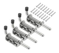 QUARKZMAN Verrou À Ressort 4.72 x 1.18 Pouces Verrou À Ressort Pour Armoires Portes De Remorques Coffres Grille Avec 8 Vis Acier Inoxydable Argent, Lot De 4