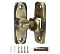 QUARKZMAN Verrou de Porte de Grange à 90/180 Degrés, Sans Perçage, en Alliage de Zinc, Loquets Coulissants à Bascule, Verrou de Porte de Sécurité Portable pour Armoire, Couleur Bronze