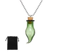 QUARKZMAN Vial Necklace 29mm Petits Flacons En Verre Pendants Vert | Noir Pour Bijoux DIY Artisanat Fête Mariage Décorations Cadeaux, Avec Bouchons En Liège Sac En Velours, Forme De Bougie