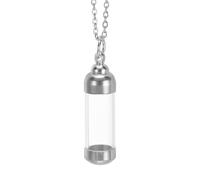 QUARKZMAN Vial Necklace, Vial Pendant Necklace Mini Empty Bottle Pendants With Screw Cap (1.67" H x 0.45" OD) Pour Urn Ashes Perfume Bottle Jewelry, Silver