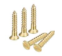 QUARKZMAN Vis À Bois En Laiton, 15Pcs M3.5 x 20mm À Fente Tête Plate Auto-Taraudeuse Pour Meubles De Menuiserie