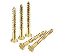 QUARKZMAN Vis à Bois en Laiton, 30Pcs M2.5 x 25mm à Fente Tête Plate Auto-Taraudeuse pour Meubles De Menuiserie