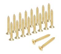 QUARKZMAN Vis À Bois En Laiton À Tête Phillips, M3.5 x 20mm Vis À Bois À Tête Plate Autotaraudeuse En Laiton Pour Charnières De Porte (Couleur Or, Lot De 18)