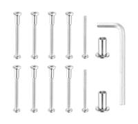 QUARKZMAN Vis À Tête Hexagonale, 10 Ensembles De Tiges De Fixation Adaptées Pour Des Trous De 5/16"(8mm) De Diamètre Mâle M6 x 80mm En Acier Au Carbone Avec Clé Hexagonale Pour Meubles