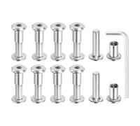 QUARKZMAN Vis À Tête Hexagonale, 10 Ensembles De Tiges De Fixation Adaptées Pour Un Diamètre De Trou De 3/8"(8mm) Mâle M8 x 30mm Pour Meubles Et Album En Cuir