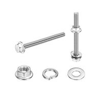 QUARKZMAN Vis À Tête Hexagonale À Embout Phillips M5 x 50mm, 20Pcs Vis Hexagonales À Bride En Acier Inoxydable 304 Avec Écrous, Rondelles Plates Et Rondelles Frein, Filetage, Argenté