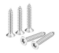 QUARKZMAN Vis À Tête Plate Fraisée Torx, 60Pcs M4 x 25mm Acier Inoxydable 304 Vis À Tôle Anti-Vandalisme Avec Embout T20, Auto-Taraudeuses Anti-Vol Pour Bois, Industrie Mécanique (Argent)