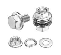 QUARKZMAN Vis Hexagonales À Tête Fraisée Phillips M5 x 8mm, 10Pcs Vis Hexagonales À Bride En Acier Inoxydable 304 Avec Écrous, Rondelles Plates Et Rondelles Frein, Filetage Complet, Argenté