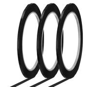 QUARKZMAN Whiteboard Tape 3mm x 66m Pinstripe Graphic Chart Line Grid Marking Tapes Pour Classroom Office Dry Erase Board Art, Black, Pack of 3