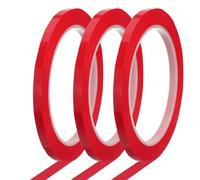 QUARKZMAN Whiteboard Tape 6mm x 66m Pinstripe Graphic Chart Line Grid Marking Tapes Pour Classroom Office Dry Erase Board Art, Red, Pack of 3