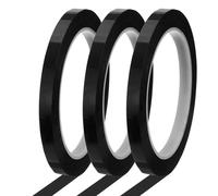 QUARKZMAN Whiteboard Tape 8mm x 66m Pinstripe Graphic Chart Line Grid Marking Tapes Pour Classroom Office Dry Erase Board Art, Black, Pack of 3