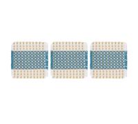 QUARKZMAN Woven Coasters, 3 Pack 4"x4" Square Crocheted Pot Holders, Heat Resistant Absorbent Coasters Cotton Woven Hot Dishes Pads for Drinks Table Protection Coffee, Blue/White/Light Khaki