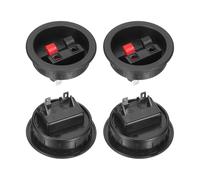 QUARKZMAN WP2-9A Borne De Haut-Parleur Ronde À Clip, Jack Socket À Pousser Et Relâcher Noir Rouge 2 Voies pour DIY Voiture Maison Subwoofer, Lot De 4