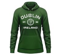 Quarter Mile Clothing Dublin Irlande #4714 Pull à capuche uni pour femme Style universitaire, vert foncé, L petite