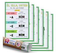 Quarterhouse Lot de 11 affiches verbes espagnols et vocabulaire débutant (ensemble A) - Matériel d'apprentissage en classe espagnol pour étudiants et enseignants de pré-maternelle et maternelle à la