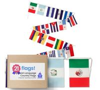 Quarterhouse Lot de 21 drapeaux de pays en langue espagnole pour la salle de classe - 18 pays d'Amérique latine plus l'Espagne, Porto Rico et (nouvelle) Guinée équatoriale - Polyester 20,3 x 30,5 cm