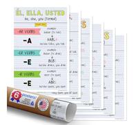 Quarterhouse Lot de 6 affiches de conjugaison de verbes espagnols pour salle de classe 30,5 x 45,7 cm