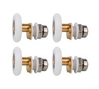 Quartet Lot de roulettes pour porte de douche coulissante pour panneaux de verre en nylon et laiton avec glissement flexible en acier inoxydable pour remplacement (23 mm)