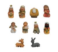 Quartier de Noël - 10 pièces Petites figurines de Noël de la naissance de Jésus, Religieux Artisanat en résine pour Bureau Salle d'étudiant Famille Adulte Table de chevet Église Grand-père
