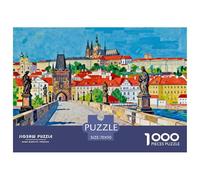 Quartier du Château de Prague Puzzle en Bois Imperméable DIY Puzzles De 1000 Pièces pour Adultes Défi Et Casse-tête De Décoration pour La Maison
